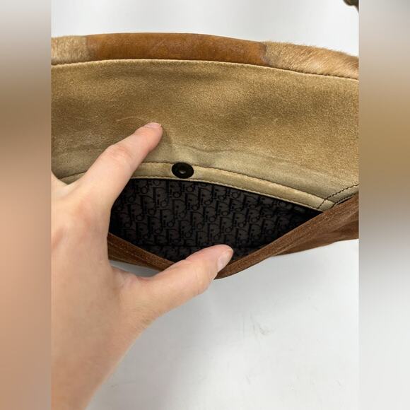 Vintage Christian Dior Pony Hair and Suede Saddle Bag Crossbody John Galliano - Picture 6 of 14